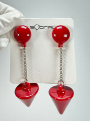 Sobral - Mix 2023 "MD KL" Red Cones Resin Earrings ( 005370 )