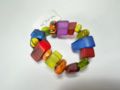 Sobral - Multi-Colour "Indiana" Mix Multicor Elasticated Resin Bracelet ( 000210 )