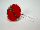 Sobral - Metalique "Munique" Orlando Red Resin Ring ( 005145 ) - Size UK Q / US 8