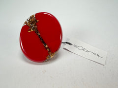 Sobral - Metalique "Munique" Orlando Red Resin Ring ( 005145 ) - Size UK Q / US 8