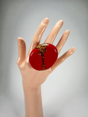 Sobral - Metalique "Munique" Orlando Red Resin Ring ( 005145 ) - Size UK Q / US 8