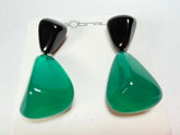 Sobral - Mix 2023 "Cusco" Black & Green Cristal Resin Earrings ( 005410 )