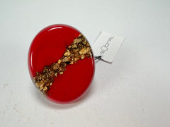 Sobral - Metalique "Munique" Orlando Red Resin Ring ( 005145 ) - Size UK Q / US 8
