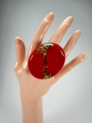 Sobral - Metalique "Munique" Orlando Red Resin Ring ( 005145 ) - Size UK S / US 9