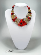 Sobral - Metalique "Radesh" Red Resin Necklace ( 003535 )