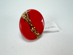 Sobral - Metalique "Munique" Orlando Red Resin Ring ( 005145 ) - Size UK S / US9