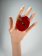 Sobral - Metalique "Munique" Orlando Red Resin Ring ( 005145 ) - Size UK S / US 9