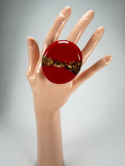 Sobral - Metalique "Munique" Orlando Red Resin Ring ( 005145 ) - Size UK S / US 9