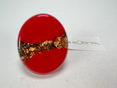 Sobral - Metalique "Munique" Orlando Red Resin Ring ( 005145 ) - Size UK S / US 9