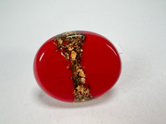 Sobral - Metalique "Munique" Orlando Red Resin Ring ( 005145 ) - Size UK S / US 9