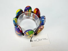 Sobral - Multi-Colour "Onda" Pollock Elasticated Resin Bracelet ( 005329 )