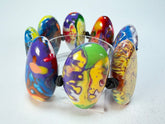Sobral - Multi-Colour "Onda" Pollock Elasticated Resin Bracelet ( 005329 )