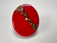 Sobral - Metalique "Munique" Orlando Red Resin Ring ( 005145 ) - Size UK N / US 7