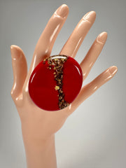 Sobral - Metalique "Munique" Orlando Red Resin Ring ( 005145 ) - Size UK N / US 7