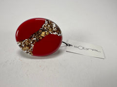 Sobral - Metalique "Munique" Orlando Red Resin Ring ( 005145 ) - Size UK O / US 7.5