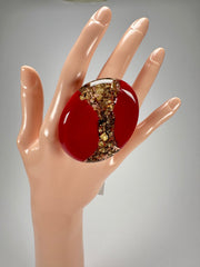 Sobral - Metalique "Munique" Orlando Red Resin Ring ( 005145 ) - Size UK O / US 7.5