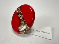 Sobral - Metalique "Munique" Orlando Red Resin Ring ( 005145 ) - Size UK P / US 8