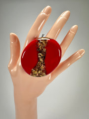 Sobral - Metalique "Munique" Orlando Red Resin Ring ( 005145 ) - Size UK P / US 8