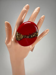 Sobral - Metalique "Munique" Orlando Red Resin Ring ( 005145 ) - Size UK S / US 9