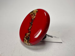 Sobral - Metalique "Munique" Orlando Red Resin Ring ( 005145 ) - Size UK U / US 10.5