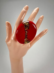 Sobral - Metalique "Munique" Orlando Red Resin Ring ( 005145 ) - Size UK U / US 10.5