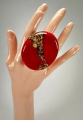 Sobral - Metalique "Munique" Orlando Red Resin Ring ( 005145 ) - Size UK U / US 10