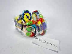 Sobral - Multi-Colour "Discs" Pollock Elasticated Resin Bracelet ( 000000 )