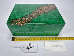 Sobral - Metalique Orlando "Encapsulada" Green & Gold Resin Jewellery Box ( 000303 )