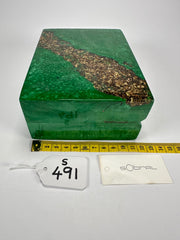 Sobral - Metalique Orlando "Encapsulada" Green & Gold Resin Jewellery Box ( 000303 )