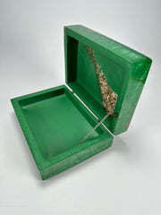 Sobral - Metalique Orlando "Encapsulada" Green & Gold Resin Jewellery Box ( 000303 )