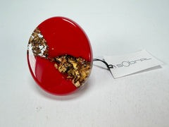 Sobral - Metalique "Munique" Orlando Red Resin Ring ( 005145 ) - Size UK U / US 10