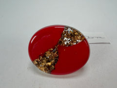 Sobral - Metalique "Munique" Orlando Red Resin Ring ( 005145 ) - Size UK U / US 10