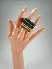 Sobral - Pop Art "Carre" Resin Ring ( 001828 ) - Size UK O / US 7