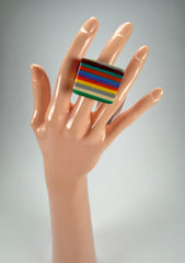 Sobral - Pop Art "Carre" Resin Ring ( 001828 ) - Size UK R / US 9