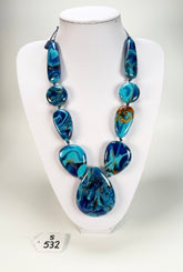 Sobral - Noite Estrelada "Bleu" Resin Necklace ( 005546 )
