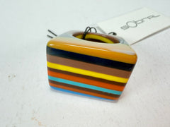 Sobral - Pop Art "Carre" Resin Ring ( 001828 ) - Size UK S / US 9