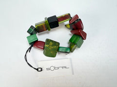 Sobral - Indiana "Verde Escuro" Dark Green Mix Elasticated Resin Bracelet ( 000210 )