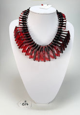 Sobral - Studio Creation "Aranha" Black & Dark Red Resin Necklace ( 000000 )