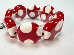 Sobral - Dots "Dots" Red & White Elasticated Resin Bracelet ( 005362 )