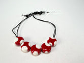 Sobral - Dots "Pointé" Red & White Resin Bracelet On Cord ( 000000 )