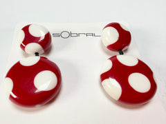 Sobral - Dots "Obsession" Red & White Resin Earrings ( 005356 )