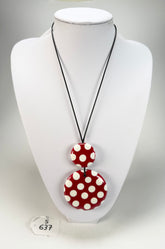 Sobral - Dots "Nº F" Red & White Pendant Resin Necklace ( 005357 )