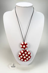 Sobral - Dots "Nº F" Red & White Pendant Resin Necklace ( 005357 )