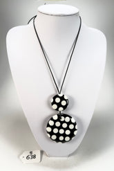 Sobral - Dots "Nº F" Black & White Pendant Resin Necklace ( 005357 )
