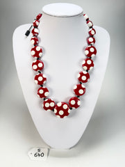 Sobral - Dots "Dots" Red & White Resin Necklace ( 005360 )