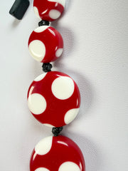 Sobral - Dots "Dots" Red & White Resin Necklace ( 005360 )