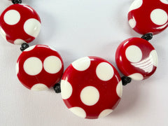 Sobral - Dots "Dots" Red & White Resin Necklace ( 005360 )