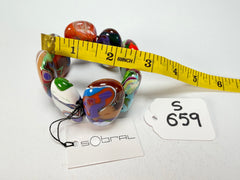 Sobral - Multi-Colour "Folha" Pollock Elasticated Resin Bracelet ( 005519 )