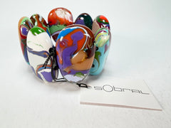 Sobral - Multi-Colour "Folha" Pollock Elasticated Resin Bracelet ( 005519 )