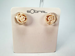 Sobral - Roses "Kalinda" Marfim Resin Earrings ( 003854 )